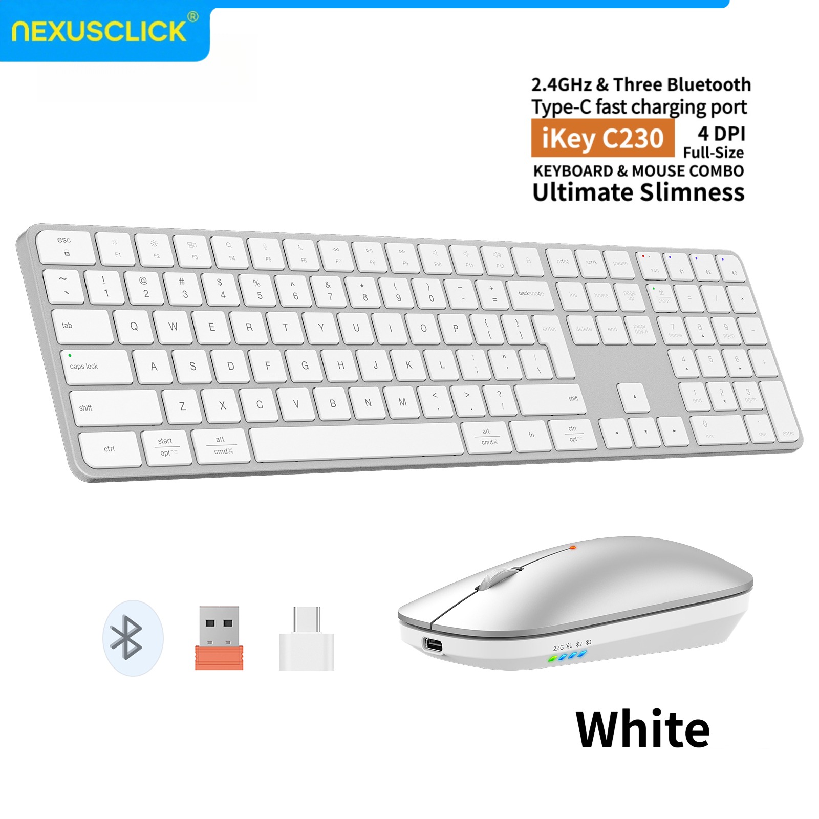 Keyboard Gaming Mac - NexusClick Rechargeable Wireless Keyboard Mouse Combo,4‑Channel