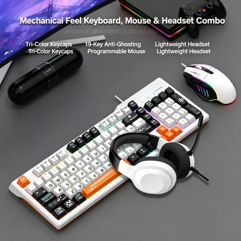 Gaming Keyboard And Mouse Combo - K8pro 3 In 1 Gaming Combo