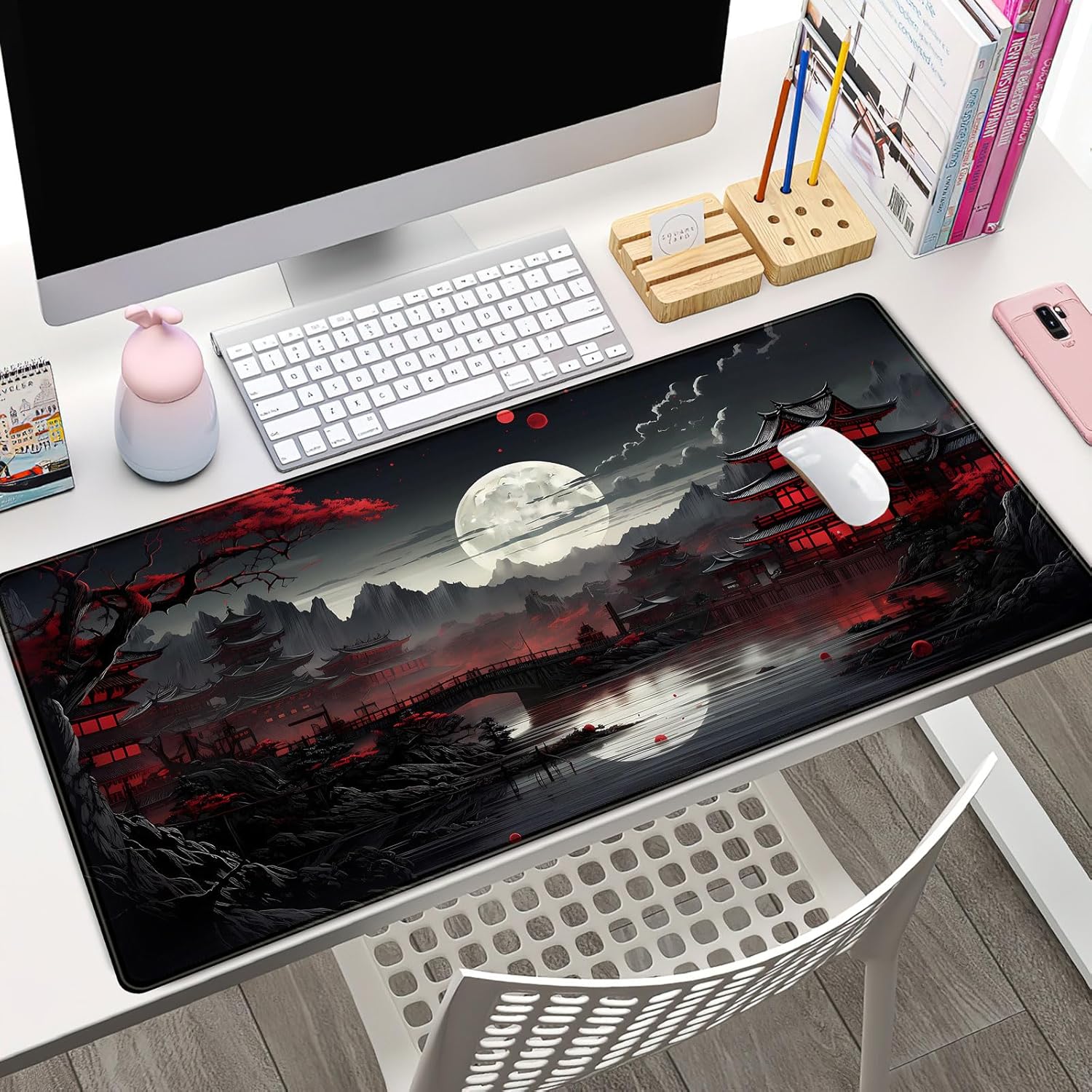 Japanese Desk Mat Riverside Fu - đánh giá và giá Gaming Keyboard And Mouse