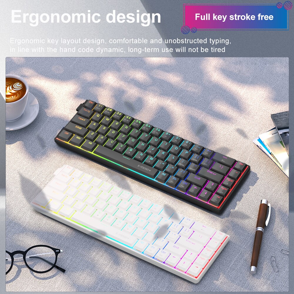 E-YOOSO A68 RGB Mini Slim USB  - đánh giá và giá Gaming Keyboard Bundle