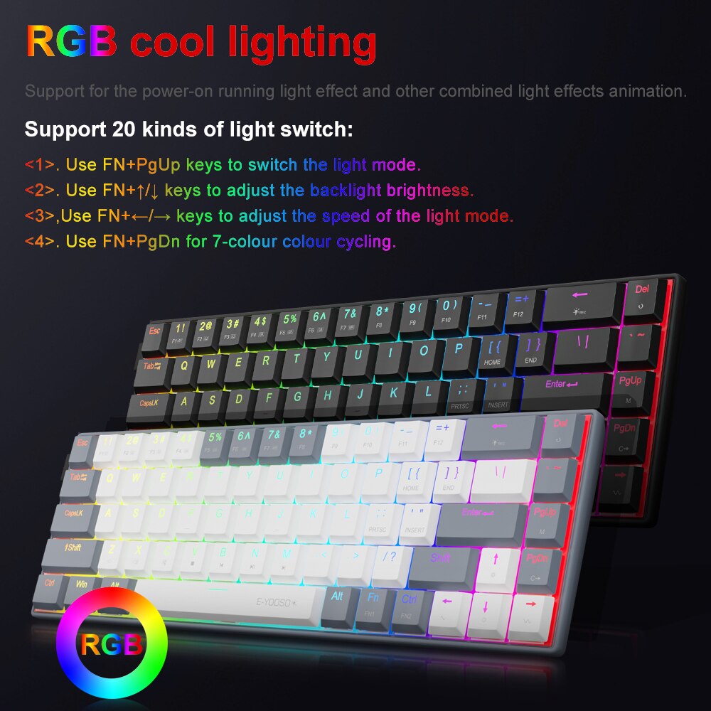 E-YOOSO A68 RGB Mini Slim USB  - đánh giá và giá Gaming Keyboard Bundle