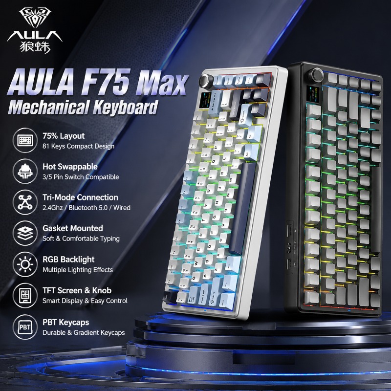 AULA F75 Max Mechanical Keyboa - đánh giá và giá Gaming Keyboard Wireless