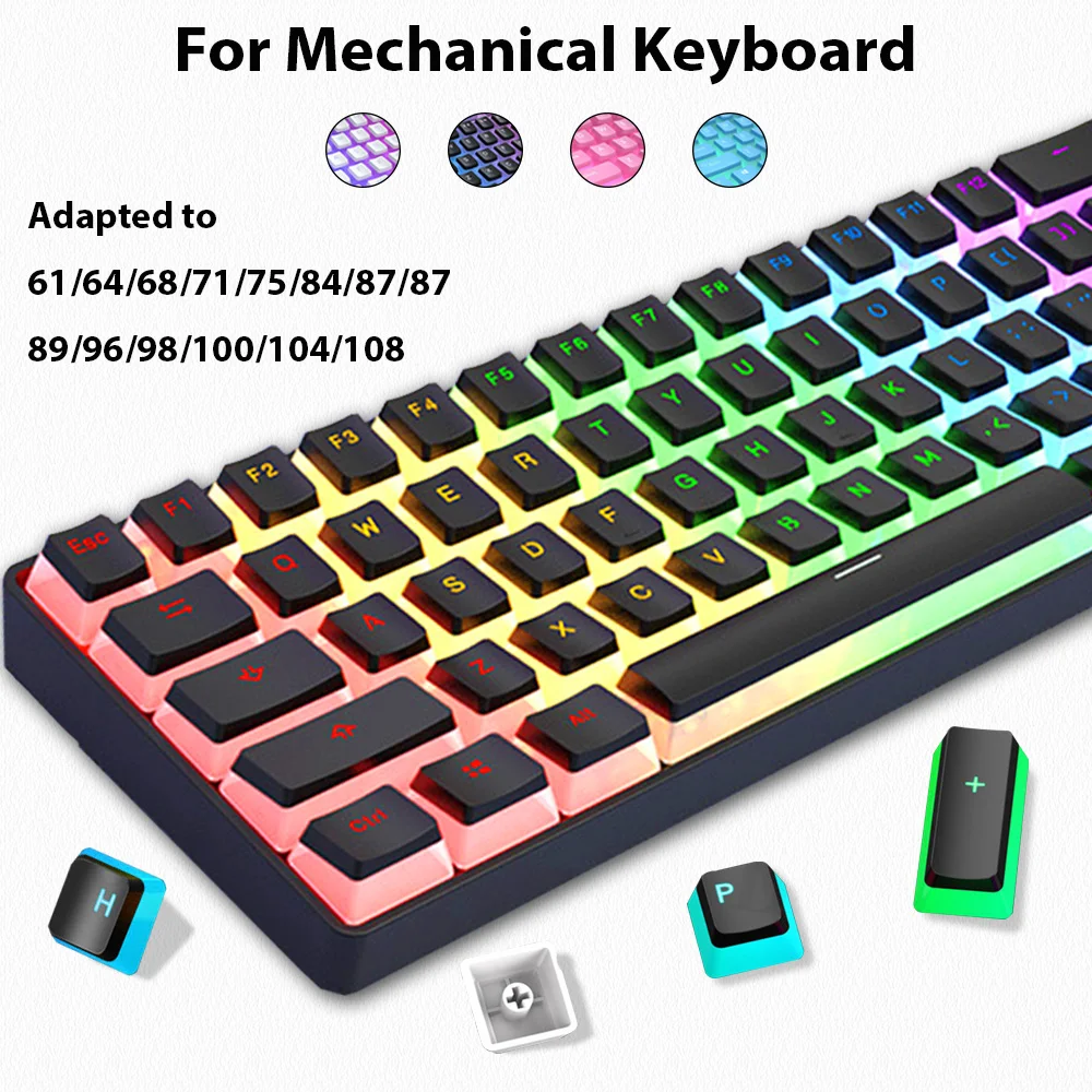 129 Keys Pudding Keycaps PBT D - đánh giá và giá Gaming Keyboard No Rgb